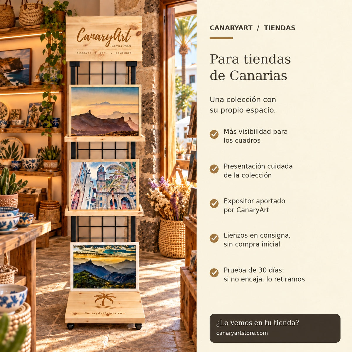 Expositores y cuadros en consigna para tiendas